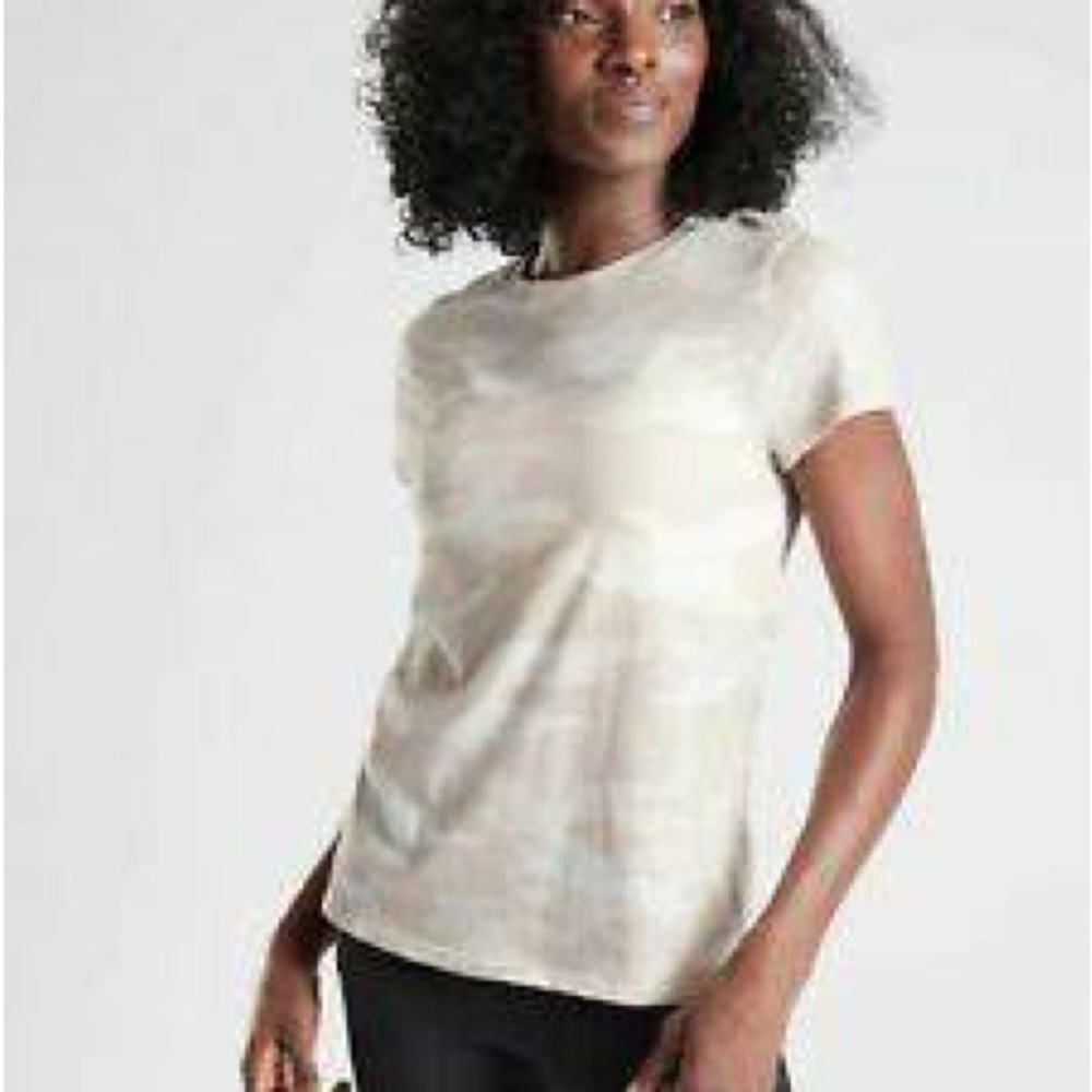 Athleta Organic Daily Camo Crew Tee Sea Salt SIZE S